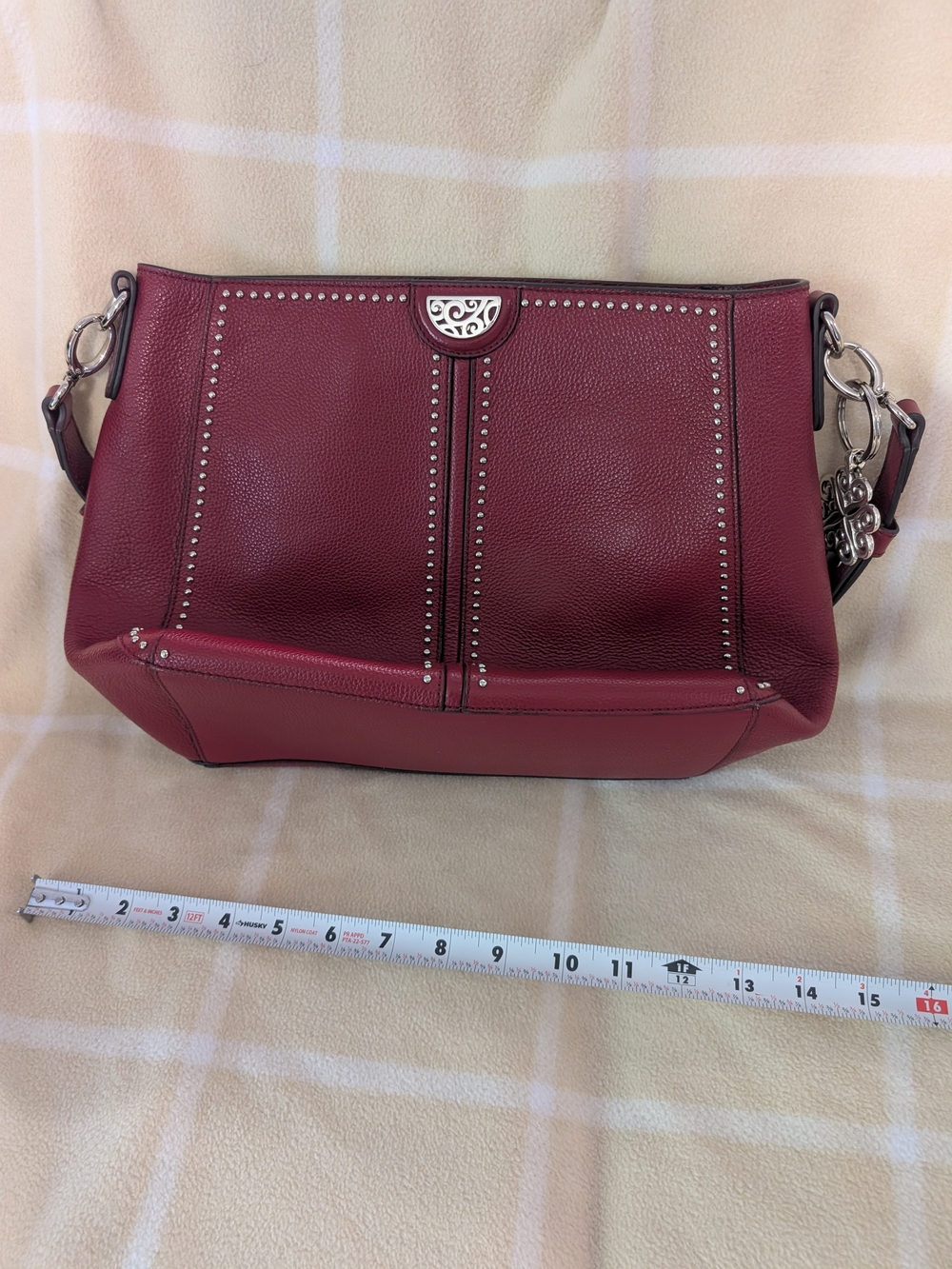 Brighton Shoulder Bag in Deep Wine Red Leather